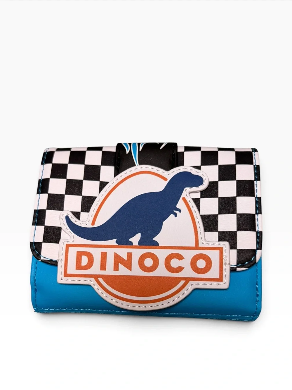 Loungefly Disney Cars Dinoco Snap Bifold Wallet with Checkered Flap